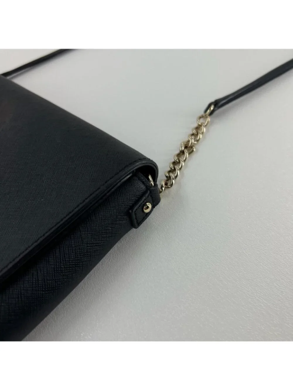 Kate Spade Tilden Place Alek Crossbody Bag Womens Saffiano Leather Chain Black